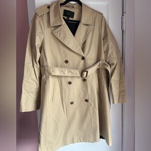 J.Crew Classic Khaki Trench Coat Belted Double Breasted Size 20